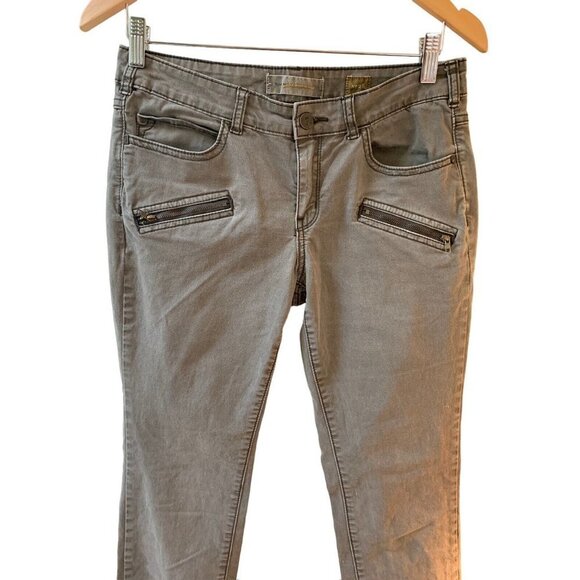 Pilcro & the Letterpress Anthropologie Gray Low Rise Skinny Jeans Zip Pockets 28 - Picture 3 of 9